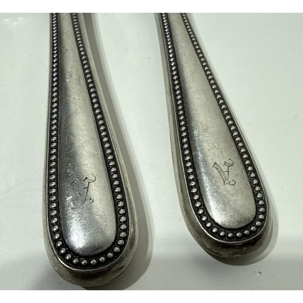 Newcastle Gorham Sterling Silver Fish Knife 2pc Notch Monogram Marked Tarnished